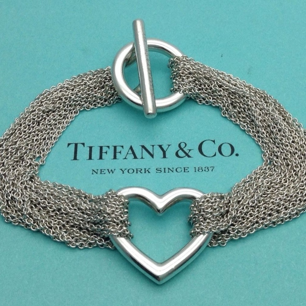 TIFFANY & CO Sterling Multi Chain Heart Bracelet